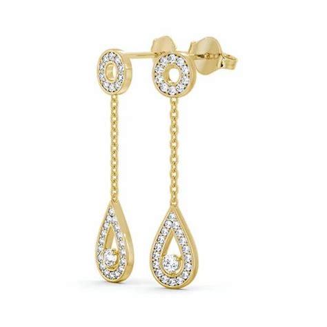 Drop Round Lab Grown Diamond Earrings 18K Yellow Gold ERDRD05YG186