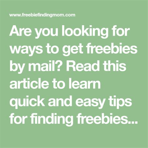 How To Score The Best Freebies By Mail Freebies By Mail Freebie