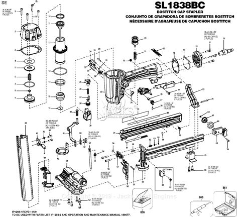 Bostitch SL1838BC Parts Diagram For Cap Stapler