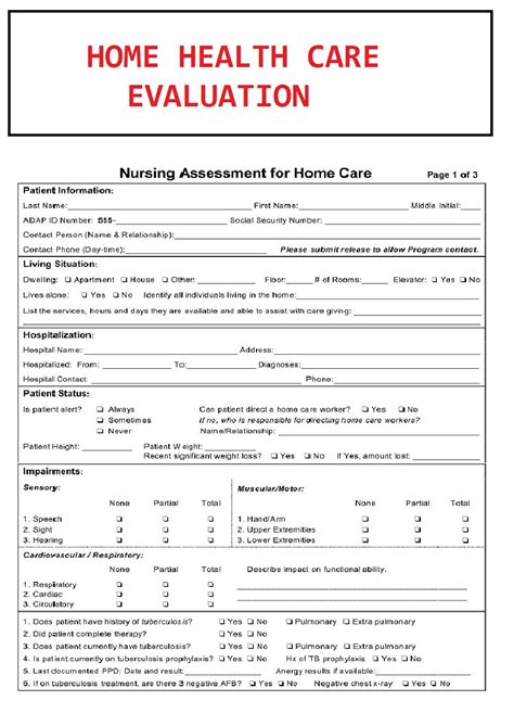 Homecare Agreement Contract Form Home Health Care Evaluation Etsy