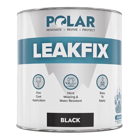 Polar Premium Leak Seal Black Paint 1 Litre Instant Waterproof Roof