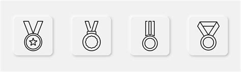 Conjunto De Iconos De Medallas Símbolo De Insignia De Premio Contorno