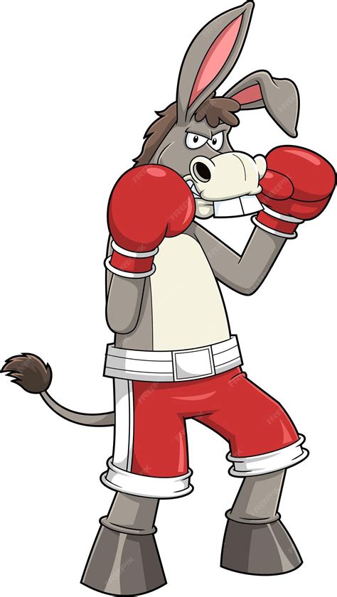 Premium Vector Angry Donkey Jackass Cartoon Character Boxing Vector