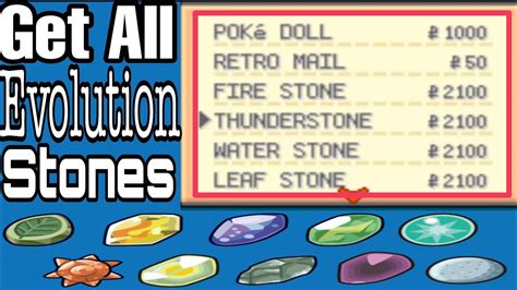 How To Get All Evolution Stones In Pokemon Fire Red And Leaf Green In