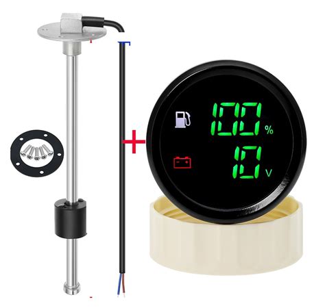 2 In 1 Dual 52mm Fuel Level Gaugevoltmeter With Alarm Light 0 190 Ohm Fuel Level Sensor For