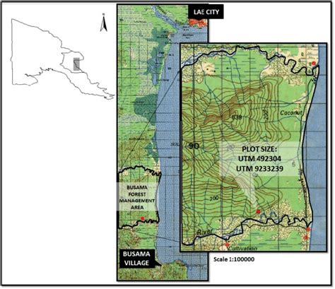 Map Of Morobe Province Showing Location Of Busama Village And Study