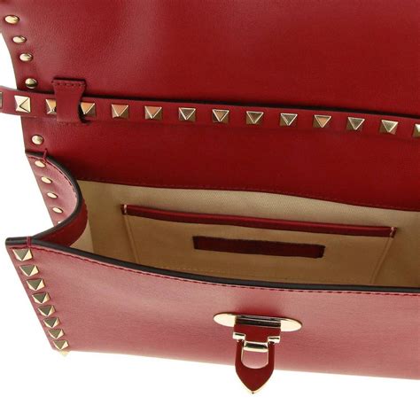 VALENTINO GARAVANI: Rockstud bag in genuine leather with metal hook and ...