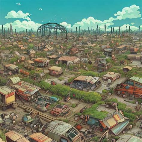 Make Me A Birds Eye View Of A Junkyard In Ghibli Style OpenArt