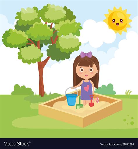 Little Girl Playing On The Park Royalty Free Vector Image