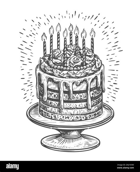 Happy Birthday Cake Pencil Sketch