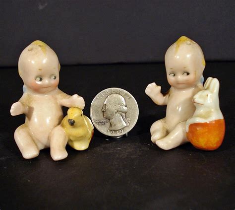 Vintage Antiqueaction Kewpie Doll Salt And Pepper Shakers W Chicke And Bunny Rabbit 1837919565