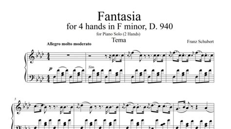 Franz Schubert Fantasia For Piano Solo Hands F Minor D