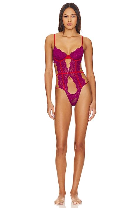 Fleur Du Mal Naomi Lace Bodysuit In Vixen Revolve