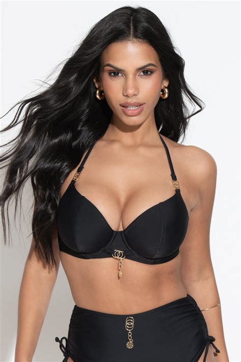 St Barts Underwired Lightly Padded Bikini Top In Black Pour Moi