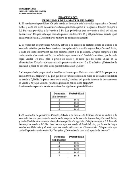 2 Practica Problemas DE Matriz DE Pagos INVESTIGACION OPERATIVA II