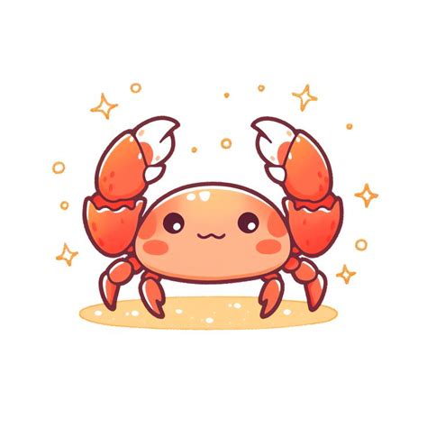 Cute Kawaii Red Crab Sticker Crab Cartoon Crab Art Crab Illustration