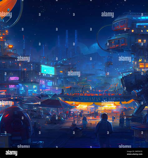 Cyberpunk Neon City Night Futuristic City Scene Backdrop Wallpaper