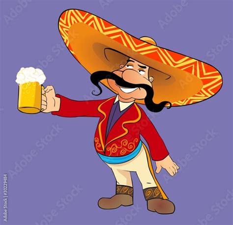 Mexican With A Beer Stock Illustration Adobe Stock