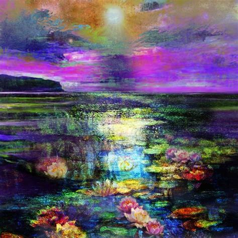 Sunset On The Lake Painting By Dodi Ballada Artmajeur Abstract