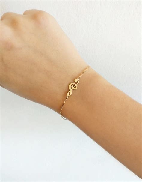 14K Gold Music Note Bracelet Treble Clef Charm Bracelet Etsy