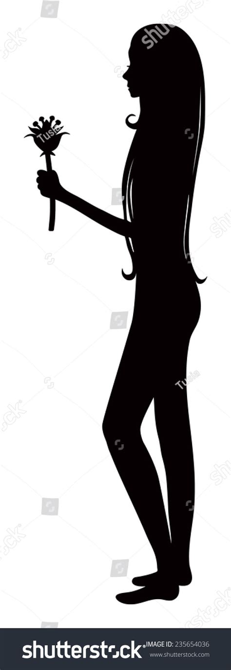 Silhouette Naked Woman Flower Hand Image Vectorielle De Stock Libre