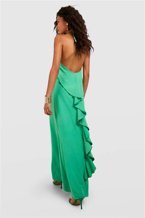 Cheesecloth Textured Low Back Ruffle Tiered Maxi Dress Boohoo Uk