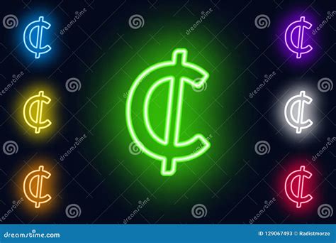 Neon Ghana Cedi Sign In Various Color Options On A Dark Background