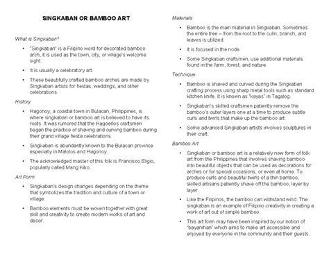 Singkaban OR Bamboo ART - SINGKABAN OR BAMBOO ART What is Singkaban? • “Singkaban” is a Filipino ...