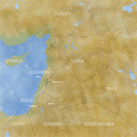 Mapa de Siria y fronteras mapa físico Oriente Medio Península Arábiga