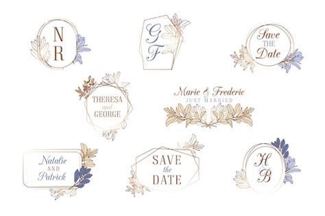 Colección de monogramas de bodas Vector Gratis