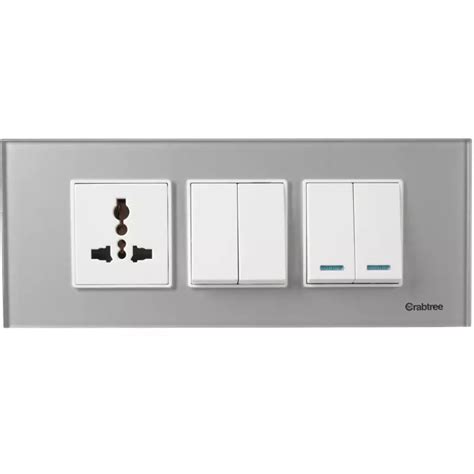 Buy Havells Crabtree Acmpgcsv06 Murano 6m Modular Combined Plates Glassique Silky Silver