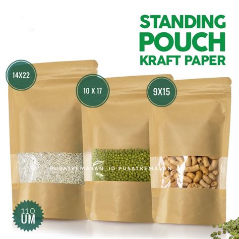 Jual STANDING POUCH KRAFT PAPER WINDOW ZIPLOCK SEALER KEMASAN MAKANAN