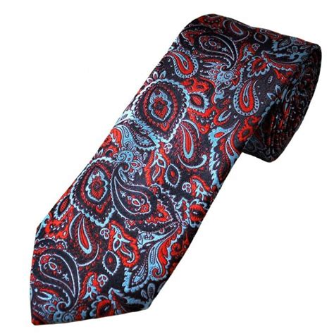 Tresanti Reale Navy Red And Light Blue Paisley Patterned Mens Silk Tie