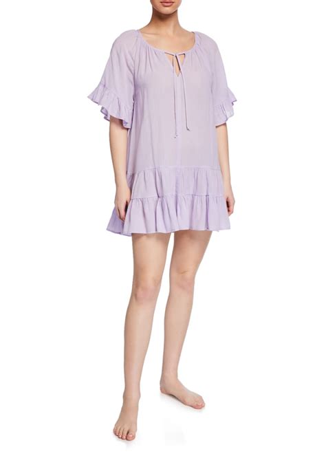 Pour Les Femmes Bell Sleeve Cotton Gauze Nightie Bergdorf Goodman