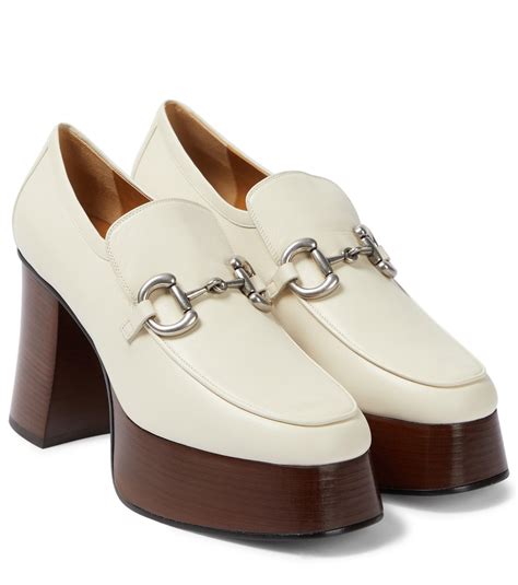 Gucci Horsebit Platform Leather Loafers In White Lyst