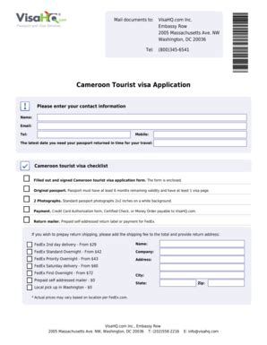 Cameroon Embassy Washington Visa Application - Fill Online, Printable, Fillable, Blank | pdfFiller