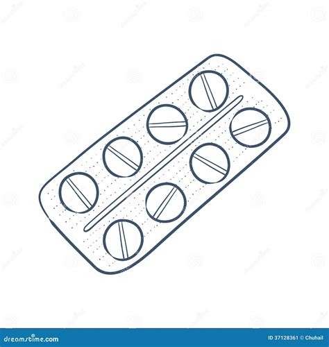 Tablets Pills In A Blister Pack Isolated On White Stock Vector