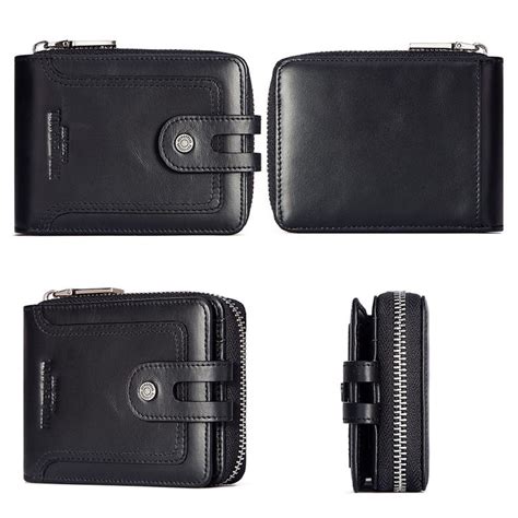 HUMERPAUL BP948 S RFID Anti Theft Brush Men Leather Wallet Short Coin