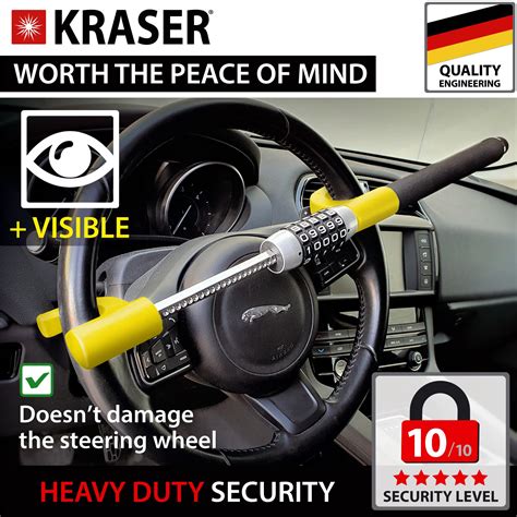 Kraser Kr B Heavy Duty Steering Wheel Lock Keyless Combination Code