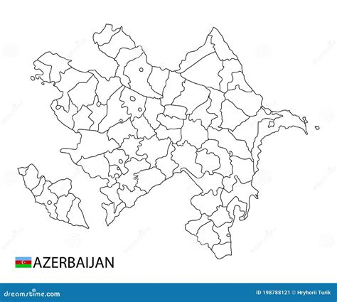 Azerbaijan Map Black And White Detailed Outline Regions Of The Country