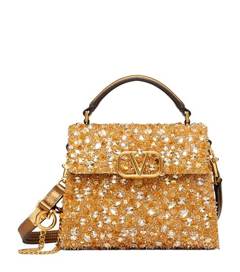 Womens Valentino Garavani Gold Embellished VSLING Top Handle Bag