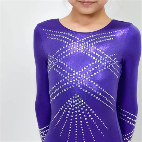 Nt16097 Long Sleeves Rhinestones Leotards For Girls Gymnastics