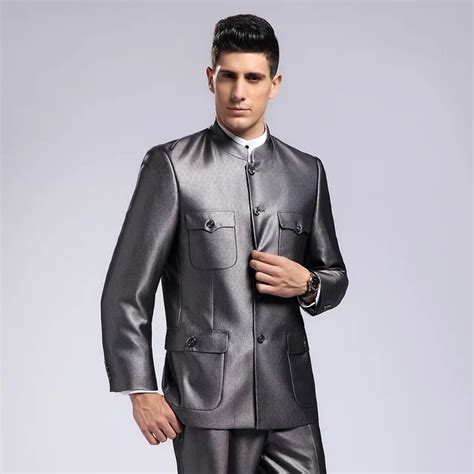 Am Nk Customized Stand Collar Male Suits Business Chinese Tunic