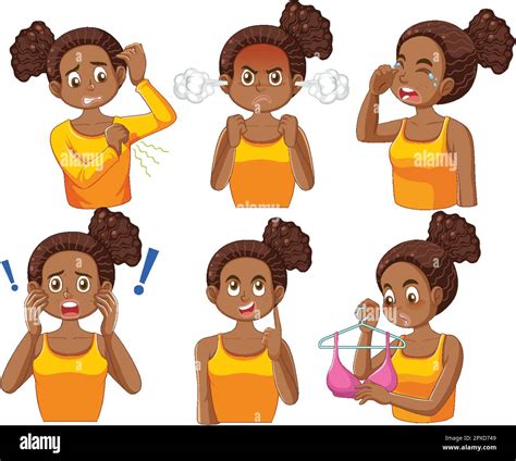 Puberty Girl And Emotional Changes Concept Illustration Stock Vector