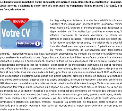 Exemple De CV Diagnostiqueur Immobilier