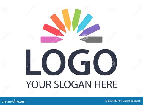 Colorful Simple Shape Crayon Circle Logo Design Stock Vector