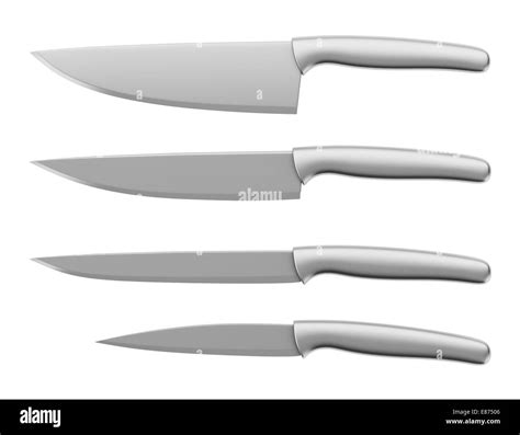 Set Of Kitchen Knives Isolated On White Background Stock Photo Alamy