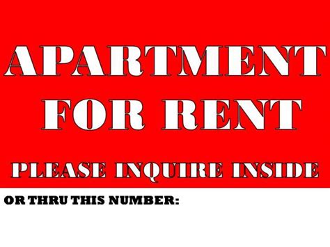 APARTMENT FOR RENT LAMINATED SIGNAGE A4 SIZE Lazada PH