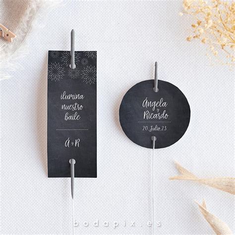 Etiquetas De Bengalas Para Bodas Personalizadas Chalk Desde Bodapix