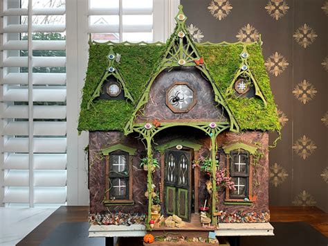 Victorian Gothic Haunted Dollhouse Witch House Handmade By Artist